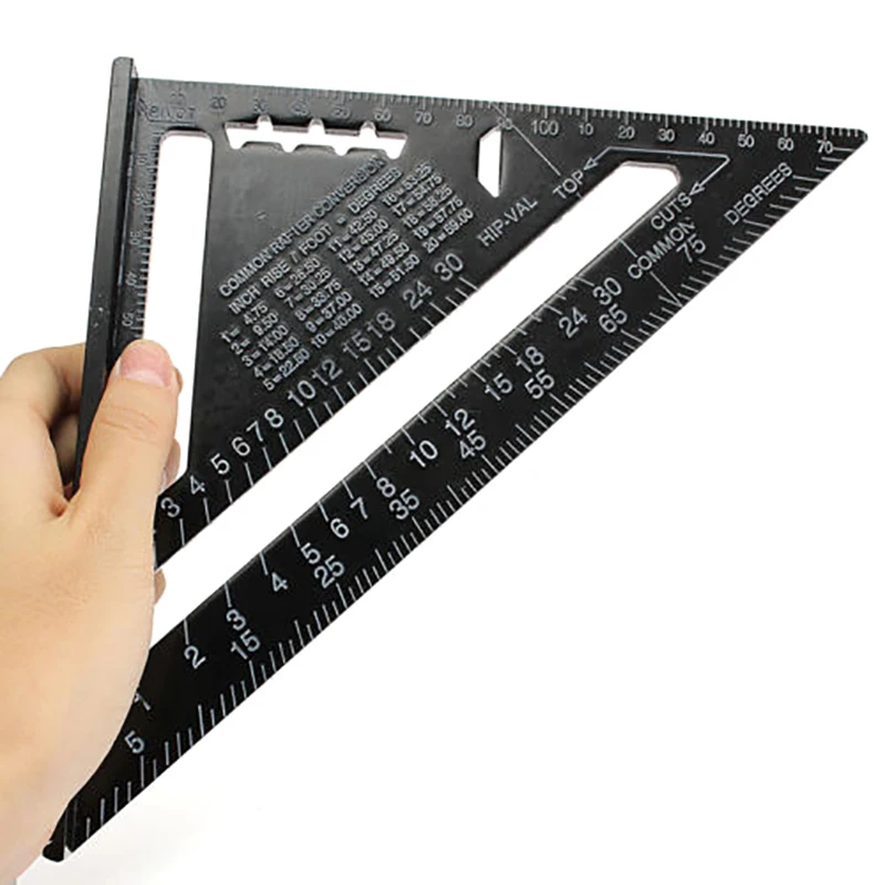 Inch High Precision Aluminum Alloy Metric Triangle Gauge Angle Ruler Protractor 90 Degree Square Woodworking Measuring Tool