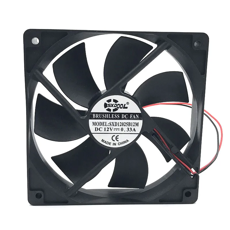 

SXD12025B12M 120*120*25 мм 12 см DC 12 В бесщеточный охлаждающий вентилятор 0,33A 2000 об/мин 79CFM 36DBA 4D для корпуса инвертора сервера