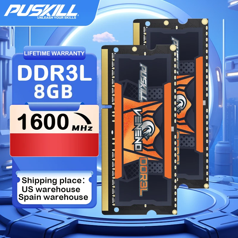 PUSKILL DDR3L Memory Ram Laptop 8GB 1600MHz 2x8GB 1.35V 204pin Sodimm per Notebook Memoria