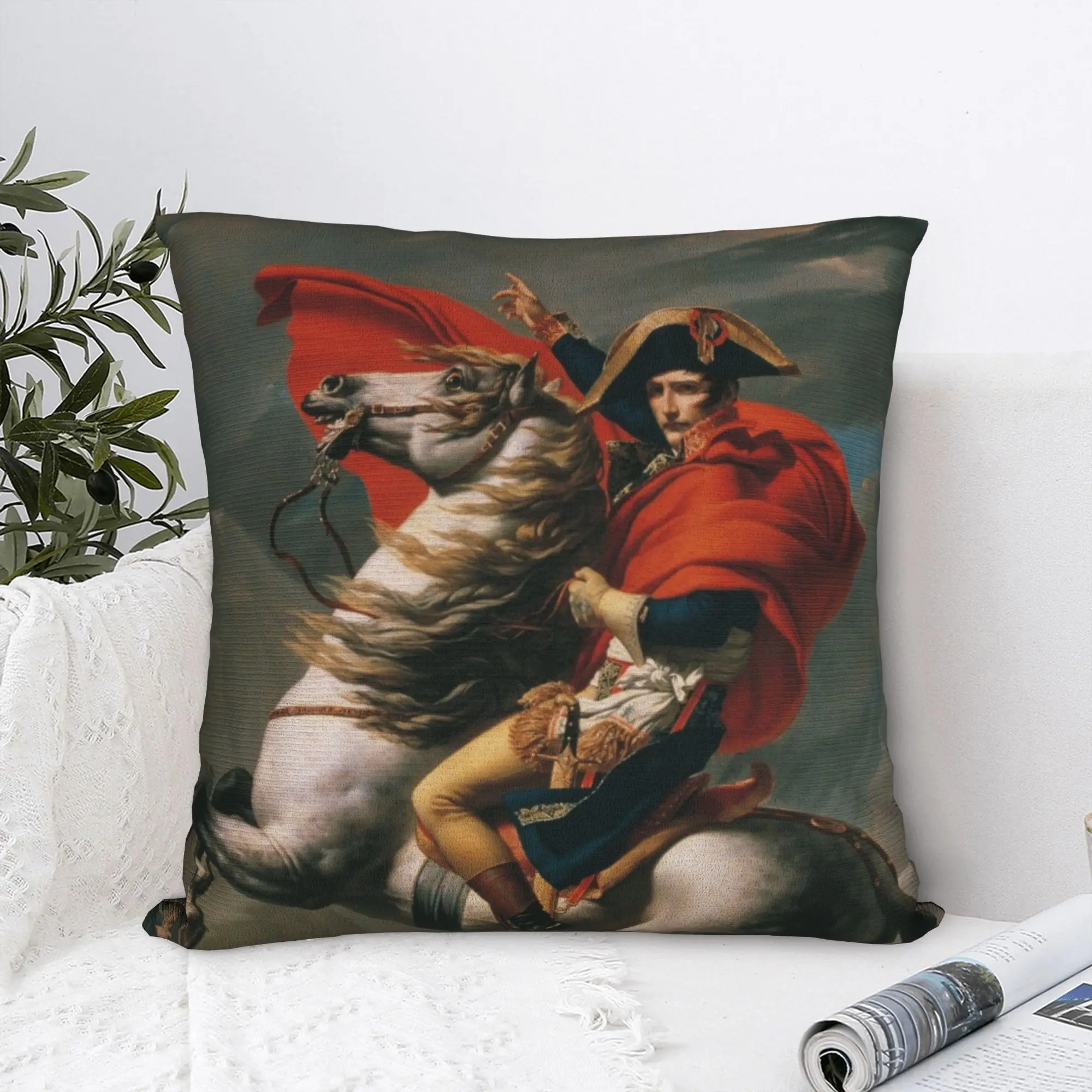 Napoleon Bonaparte Crossing the Alps Belvedere Pillowcase Polyester Cushion Cover Decor Jacques-Louis David Pillow Case Cover