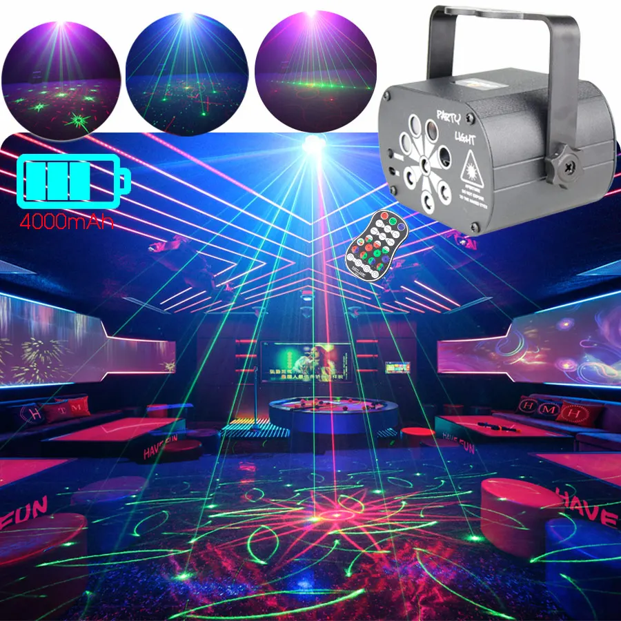 9Lens 120 Patterns DJ Party UV RGB LED Disco Light RG Laser Projector Dance Christmas Decorate Birthday Stage  Effect Lamp F8B
