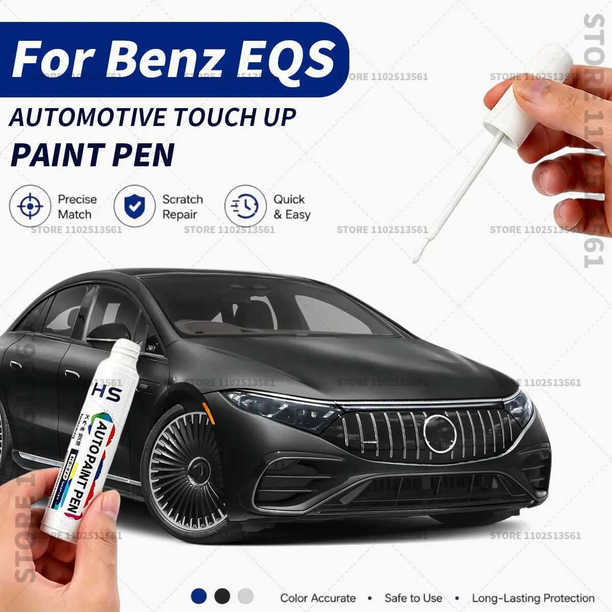 For Mercedes Benz EQS alpine gray polar white blue Black Automotive Touch Up Paint Pen – Restore Car Paint & Remove Scratches