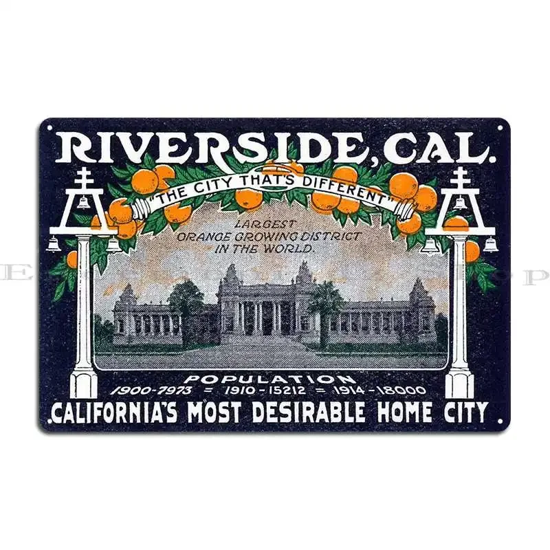 1914 Riverside California carteles de Metal fiesta garaje fiesta Club crear cartel de estaño cartel