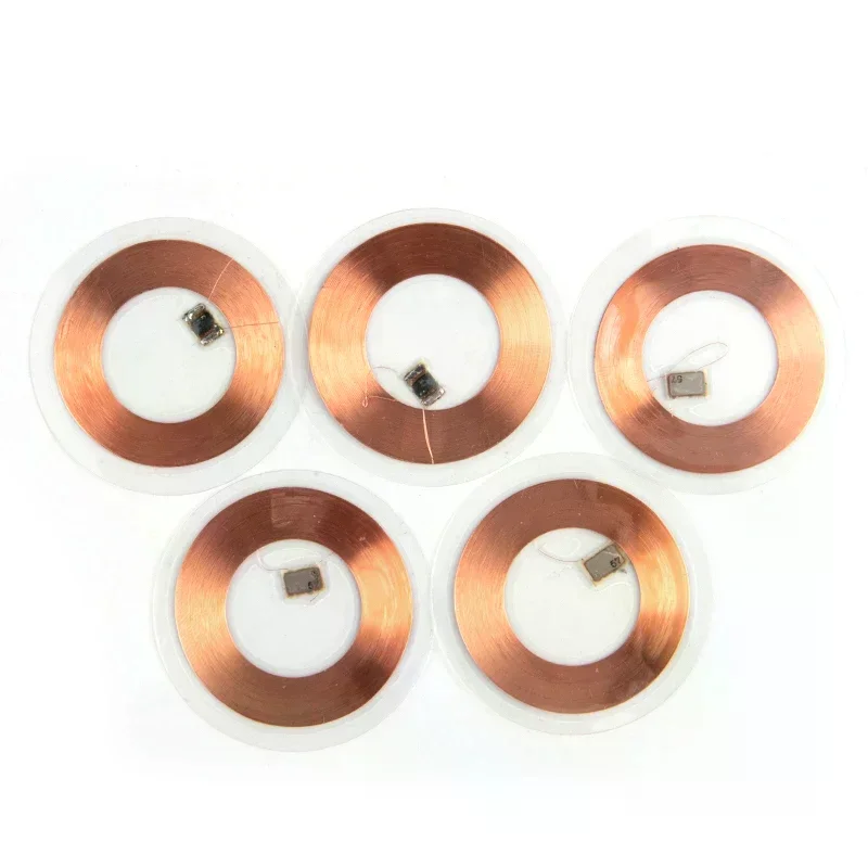 5Pcs 125KHz ID T5577 Writable Rewritable Copper Coil Coin Card Keyfob RFID Ultra-thin Cell Phone Access Card