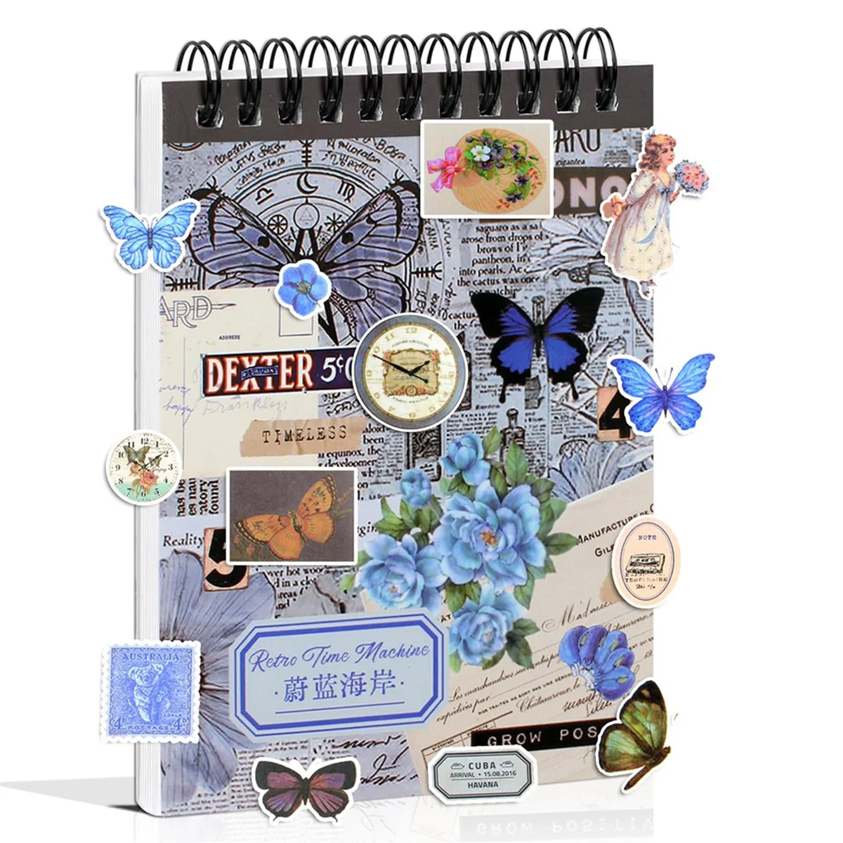 

ABXK Vintage Stickers for Scrapbooking, 50 Sheets Precut Washi Stickers Book for Journaling, Junk Journal Supplies C