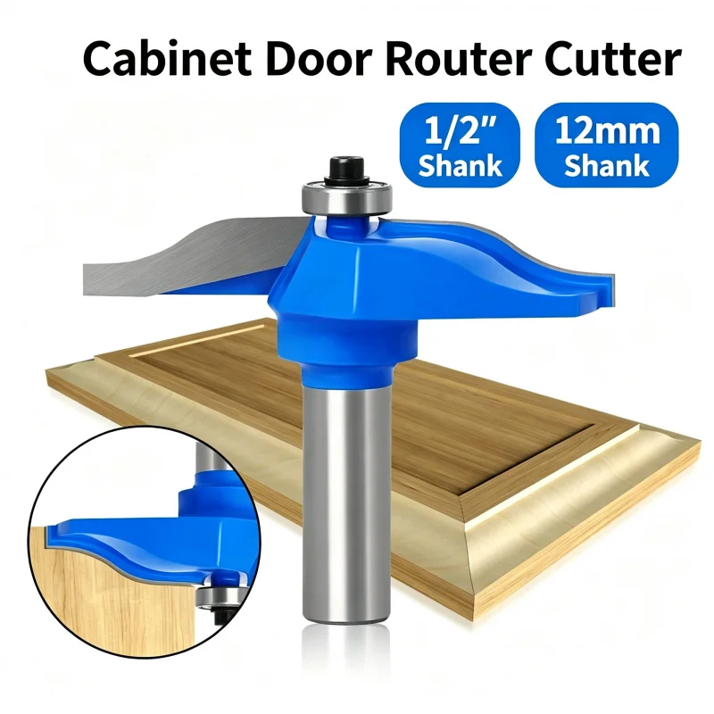 12mm & 12.7mm Shank Cabinet Door Milling Cutter, Woodworking Grooving Profiling Tool for Cabinet Frame Edge Processing