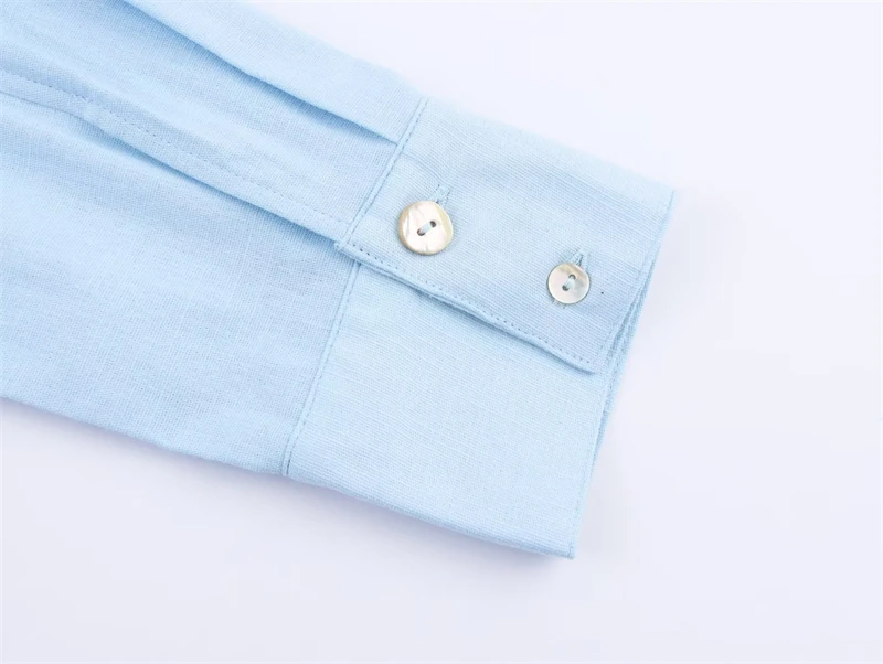 Damska koszula 2025 nowa moda łączona z materiału lnianego koszula zapinana na guziki dla kobiet swobodna elegancka luźna bluzka damska top