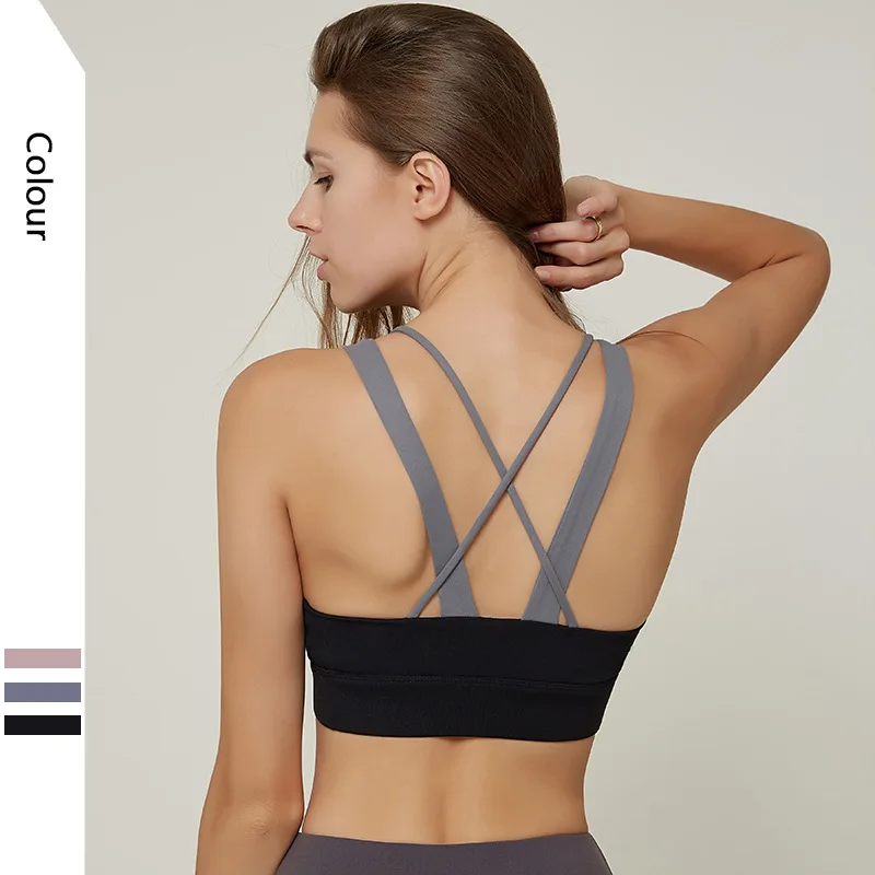 

Sports Bra Women Cross Strap Top Woman Push Up Sport Bra Yoga Gym Crop Top Brassiere Fitness Top Sport Bra Breathable Bras