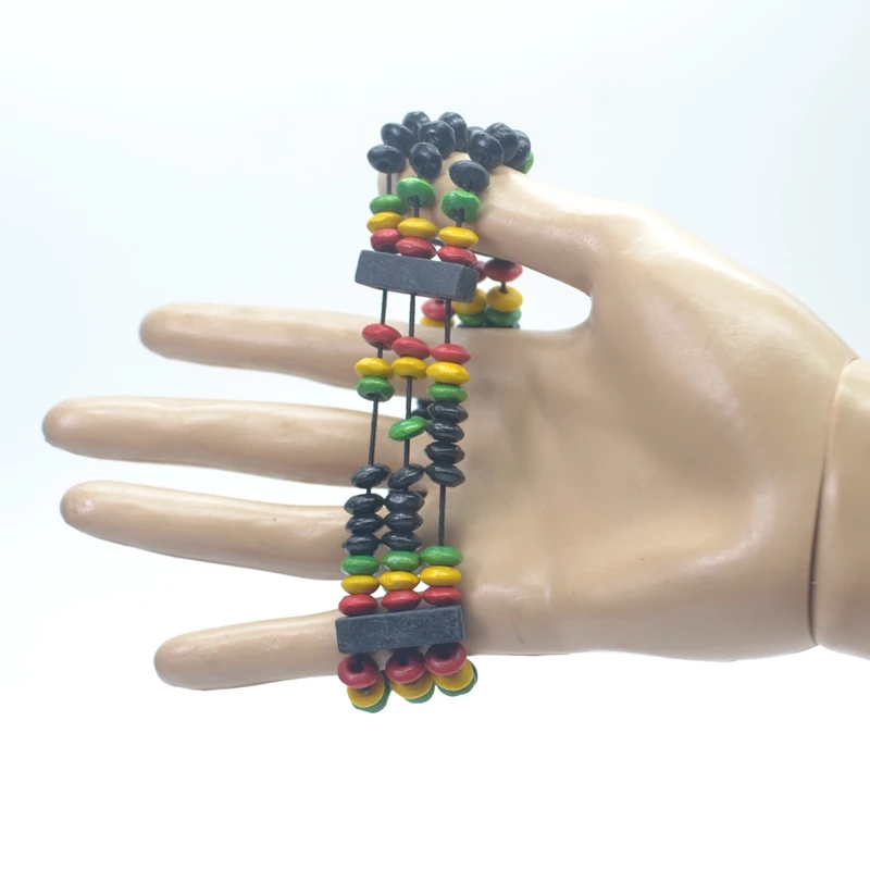 Red Yellow Green Black Wooden Beads Bracelet Rasta Reggae Punk Hiphop Elastic Stretch Bracelets Fashion Jewelry