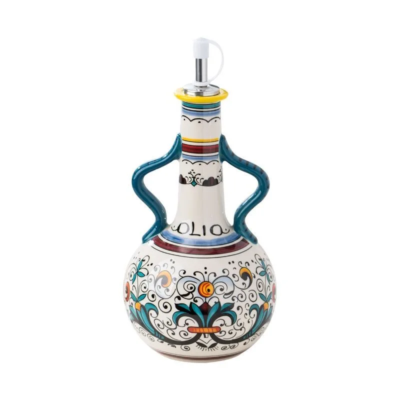 Bohemia Oil Storage Dispenser Underglaze Embossed Container Ceramic Household Oil Bottle Oil Vinegar Kitchen Accessories