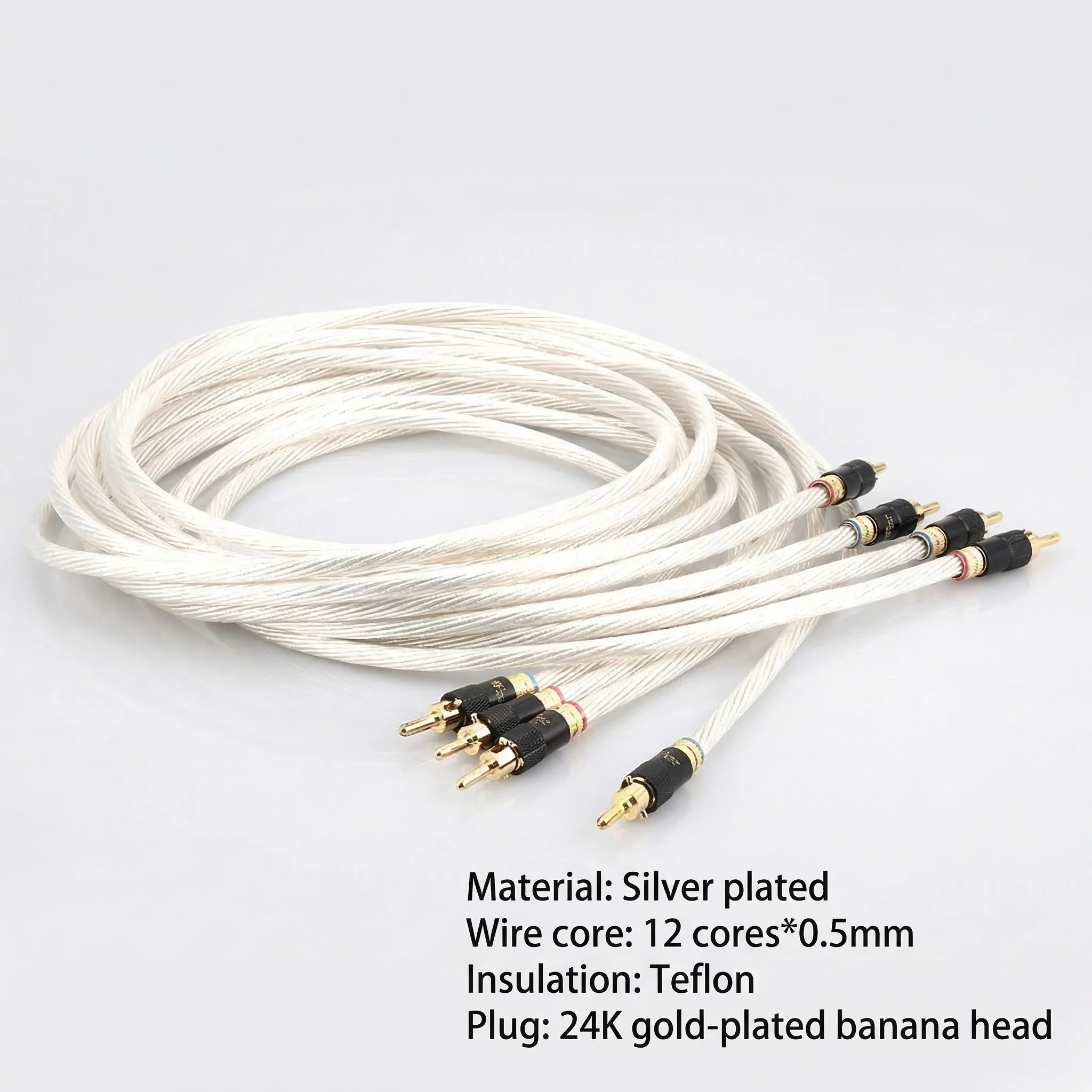 Aouyade SC004 Silver Plated Fever Speaker Cable Audio Cable HIFI Gallbladder Amplifier Main Speaker Connection Cable Banana Head