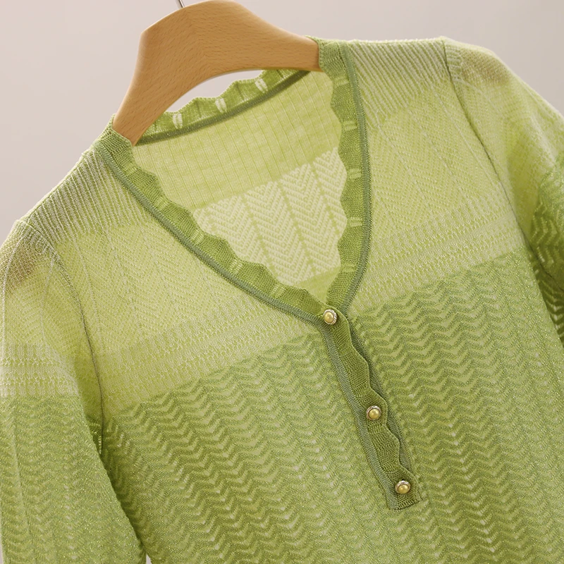 سليم صالح V-Ne ort Sve محبوك سترة تصميم بسيط العلامة التجارية الجديدة الخريف المرأة Faion مريحة للتنفس رداء علوي غير رسمي #4