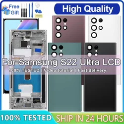 6.67” Super OLED Screen for Samsung Galaxy S22 Ultra 5G Lcd with Frame S908B S908B/DS Display Digital Touch Screen Replacement