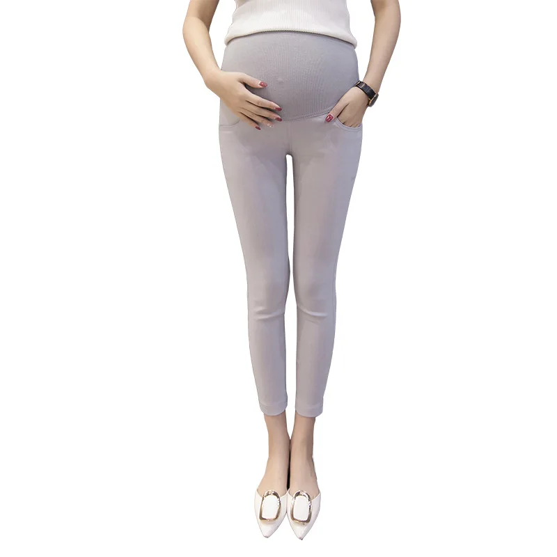 Pantalones de maternidad de cintura suelta, ropa exterior informal, nueve puntos, pierna ancha, soporte para el vientre, Leggings ajustables de