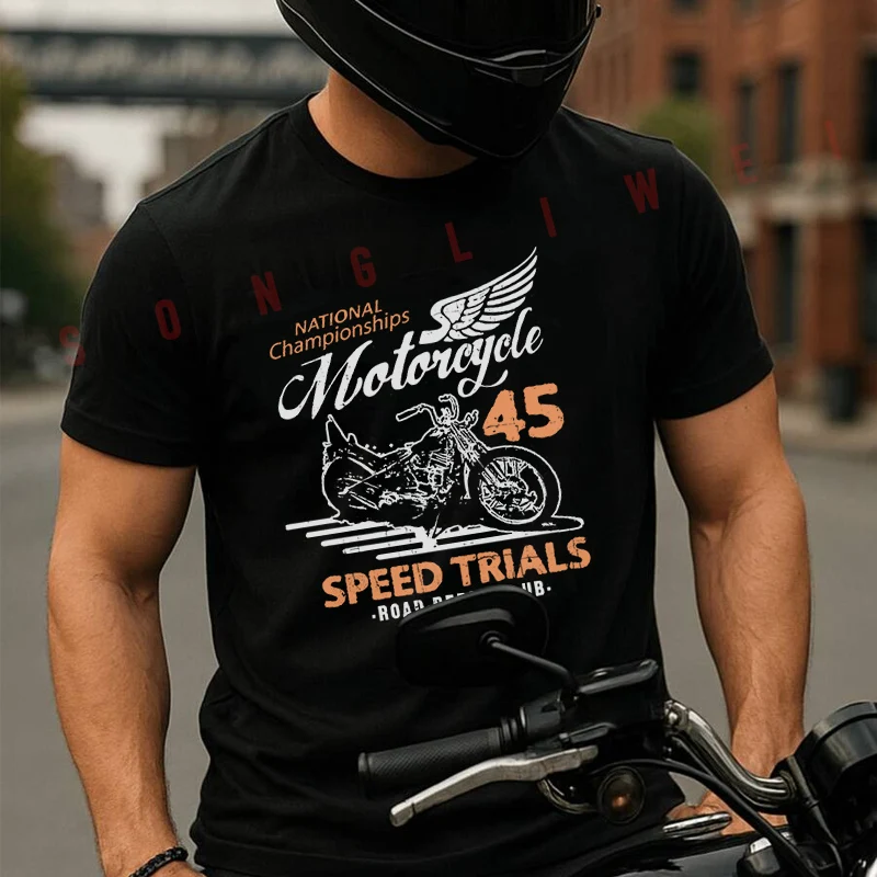 

Футболка Motorcycle Mania Speed Trails, летняя креативная повседневная футболка с короткими рукавами, уличная одежда для мужчин и женщин, свободная футболка