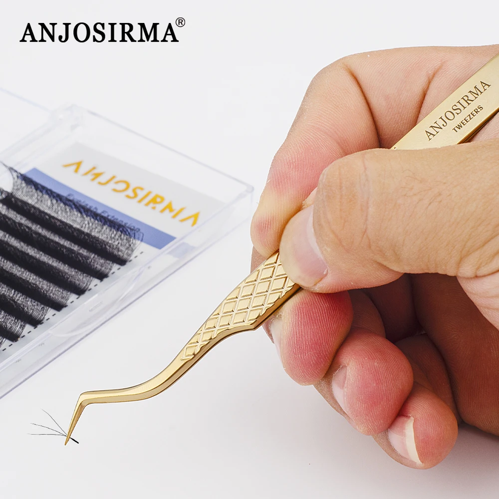 ANJOSIRMA High-Quality New Style stainless steel tweezers for eyelash extension, 3d precise clip, makeup accessories,anti-static