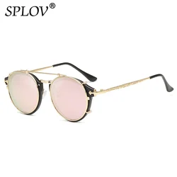 Retro Round Steampunk Clip On Sunglasses Men Women Double Layer Removable Lenses Detachable Shades Clear  Hollow Legs Glasses