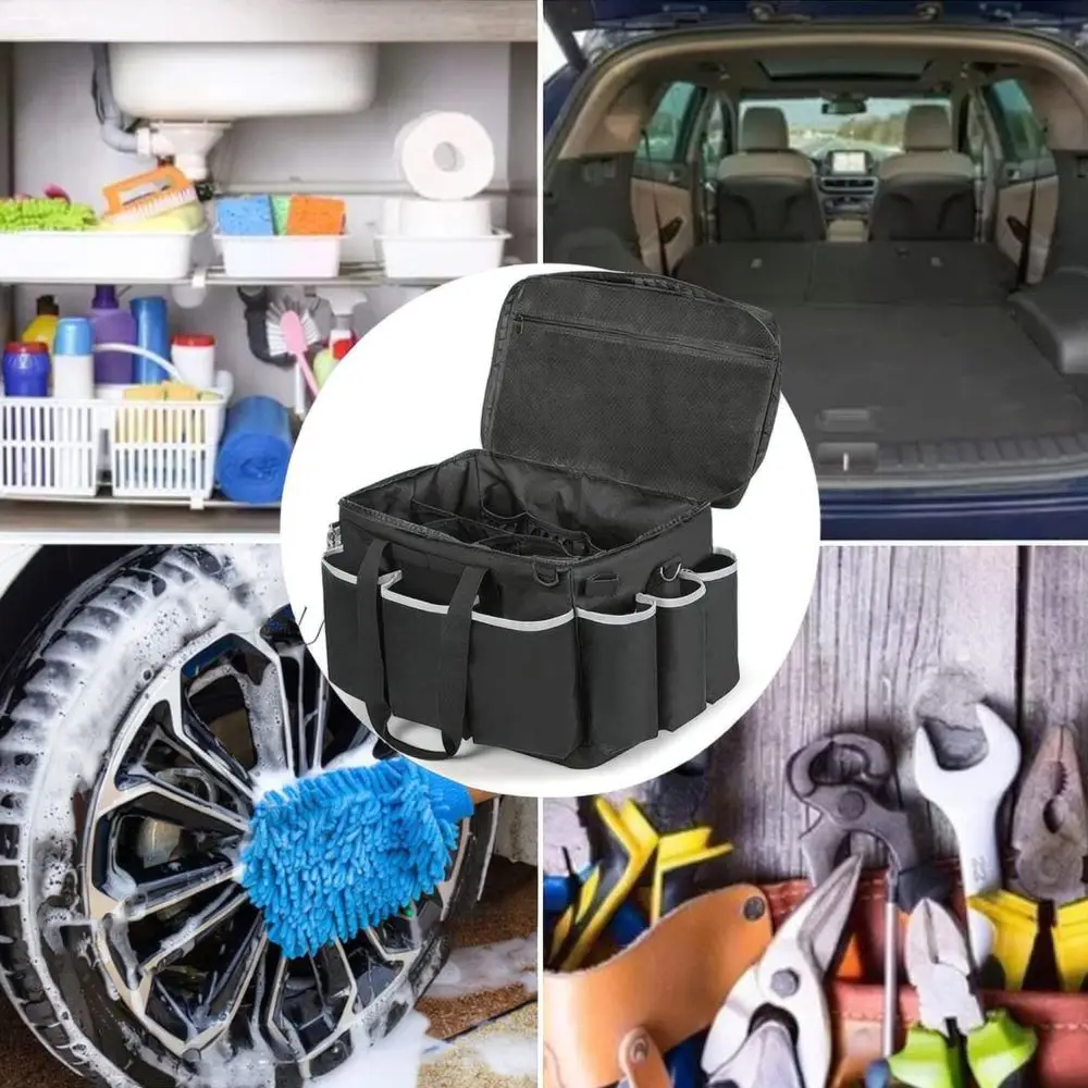 Versatile Car Cleaning Organizer Pouch Durable Tool Storage Bag For Automotive Detailing Household Maintenance Accessories
