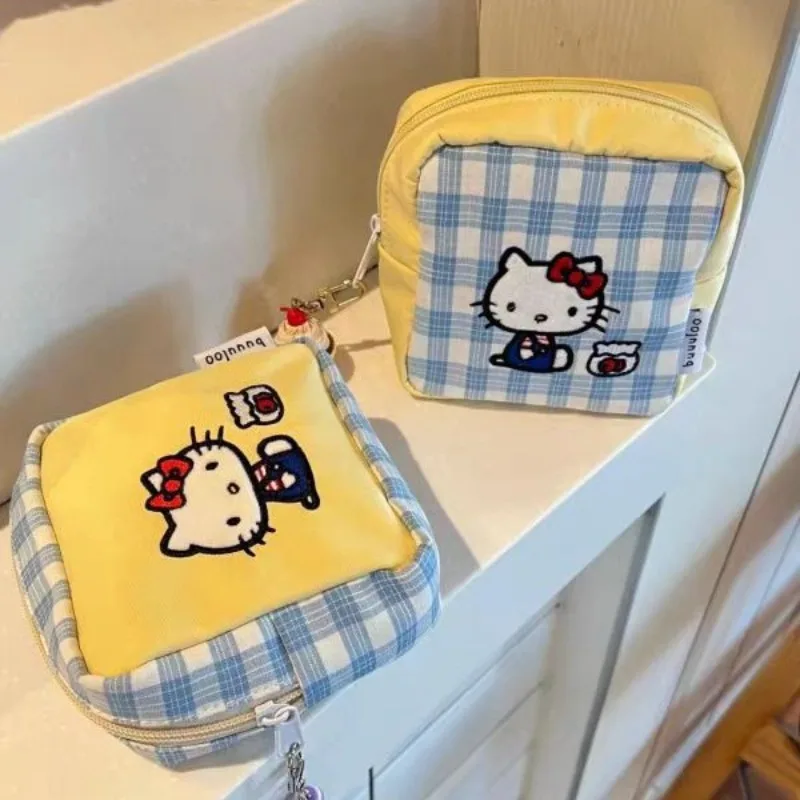 

Cute New Hello Kitty Plaid Bag Women Shoulder Crossbody Bag Small Bag Cartoon Cat Shoulder Handbag Kawaii Shoulder Pouch