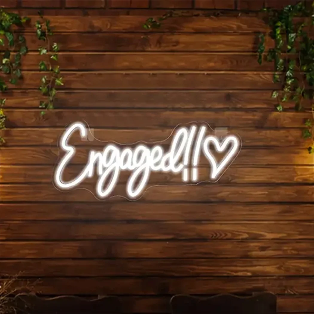 Engaged Neon Lights Up Signs, LED Signs with Dimmer Wall, Bedroom, Bridal Decor, Birthday, Wedding, Engagement