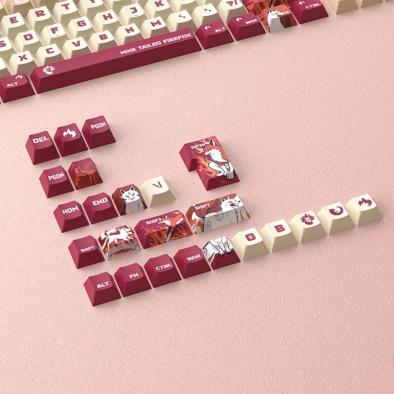 Nine-Tailed Fox Keycaps Sublimation OEM Height Small Full Set 132 Keys PBT Customized