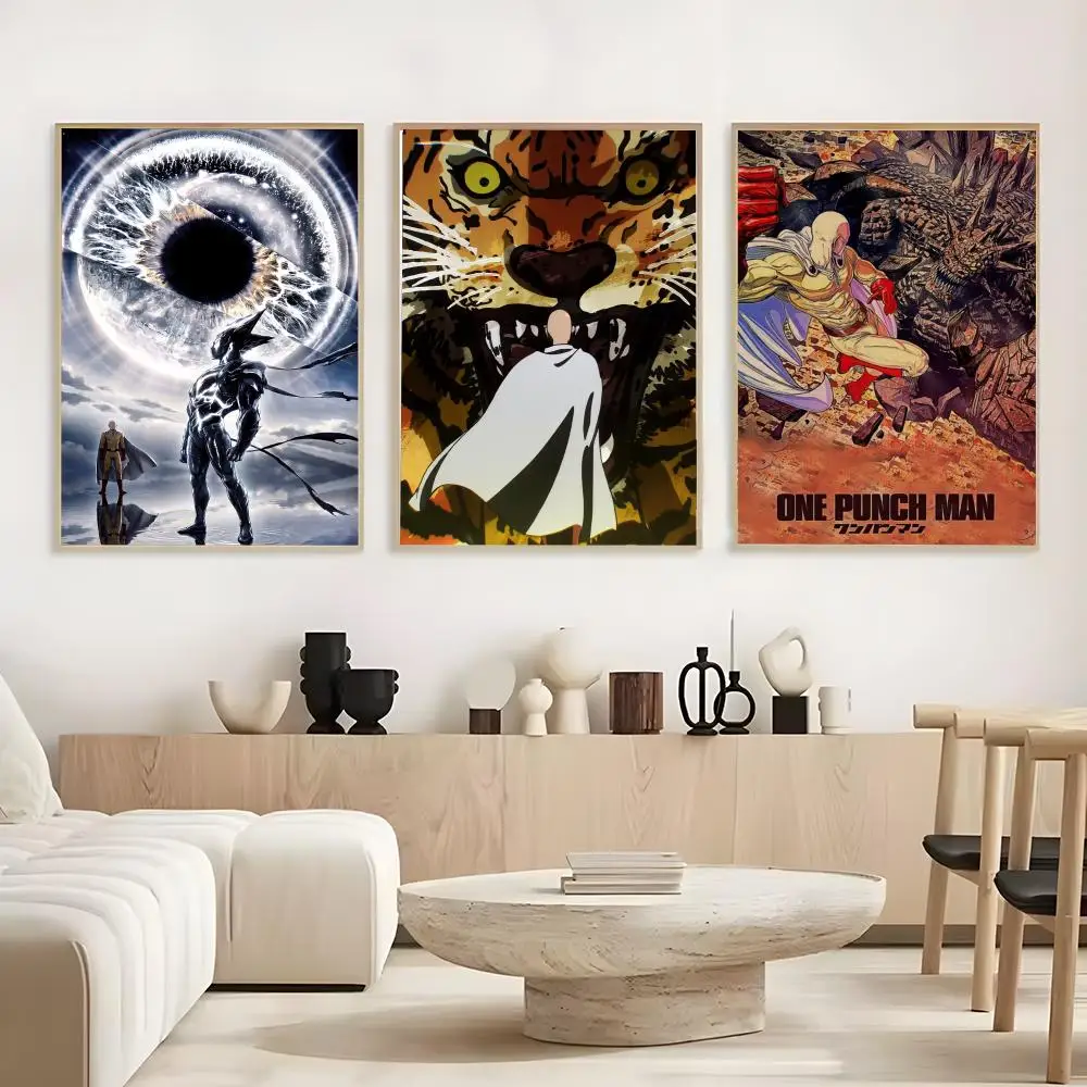 One-Punch Man Poster Frameless Poster Self-adhesive Art Waterproof Paper Sticker Coffee House Bar Room Wall Decor