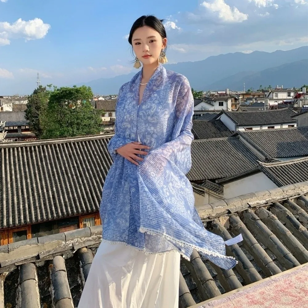 

Casual Sun Protection Paisley Shawl Floral Head Wraps Sunscreen Shawl Thin Printed Beach Scarf Women