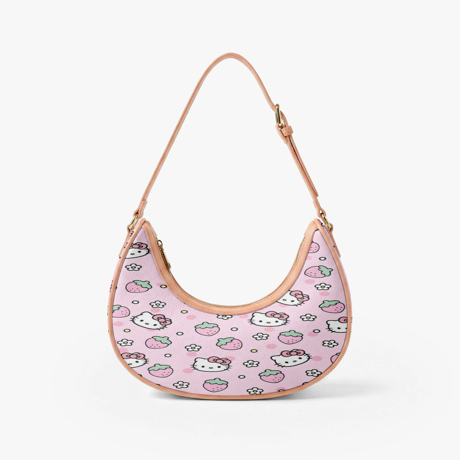 

Fashionable And Cute Hello Kitty Cartoon Pattern Print Moon Bag High-Quality Women'S Handbag Customizable Pattern Designs