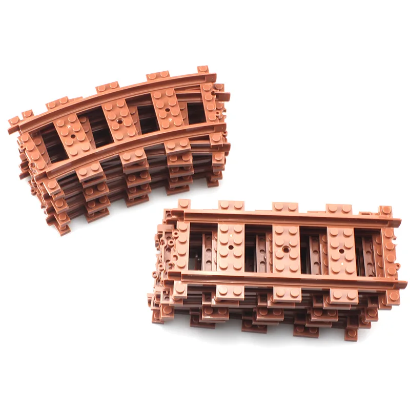 Klocki MOC City, pociągi zdalnie sterowane, elastyczne części, kolejki, zakrzywione i proste torowe, klocki konstrukcyjne, akcesoria do modeli, zabawki dla dzieci.