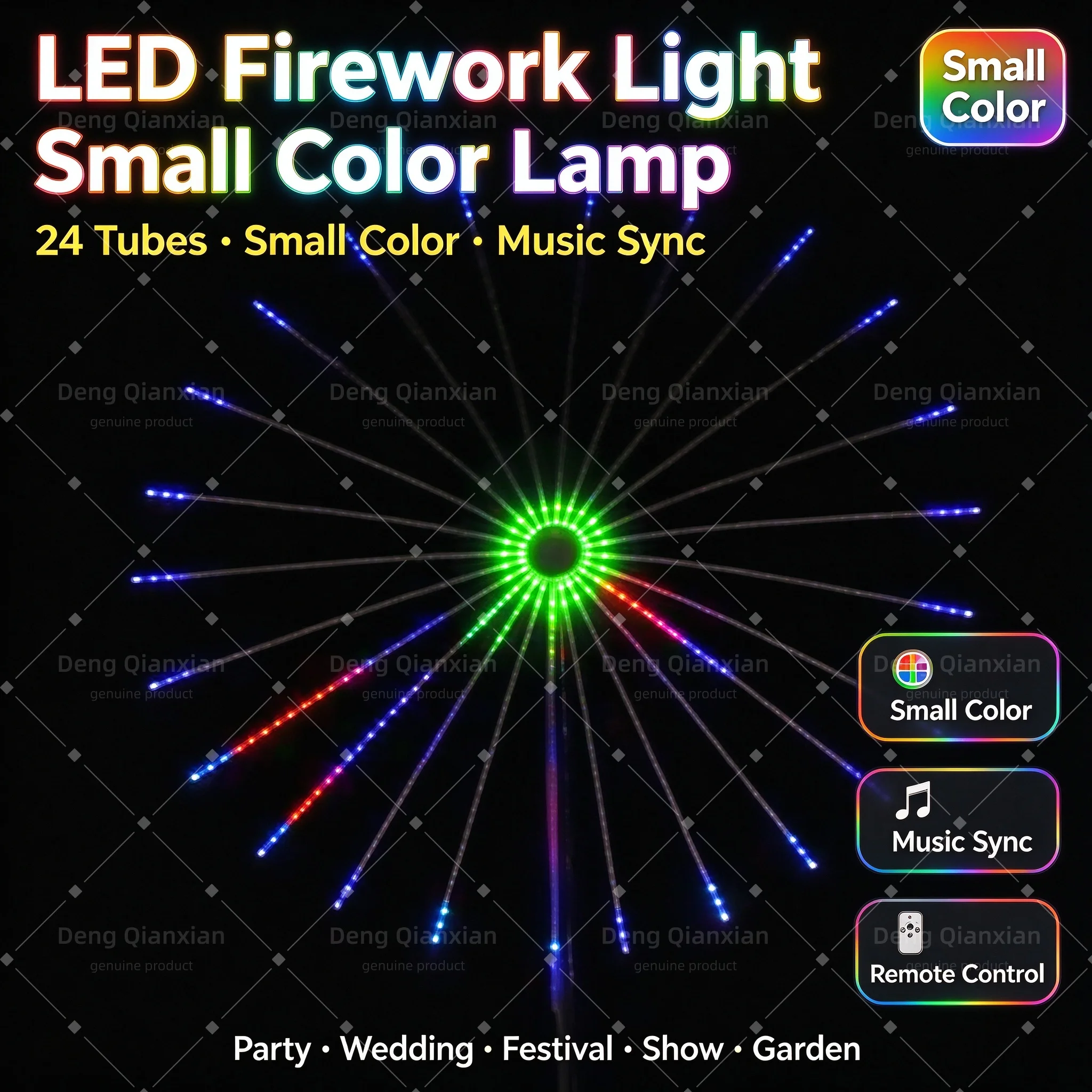 Firework Lights for Privacy Fence, Sound Activated RGB, Waterproof, Dual Speakers, APP Bluetooth, Backyard Decor