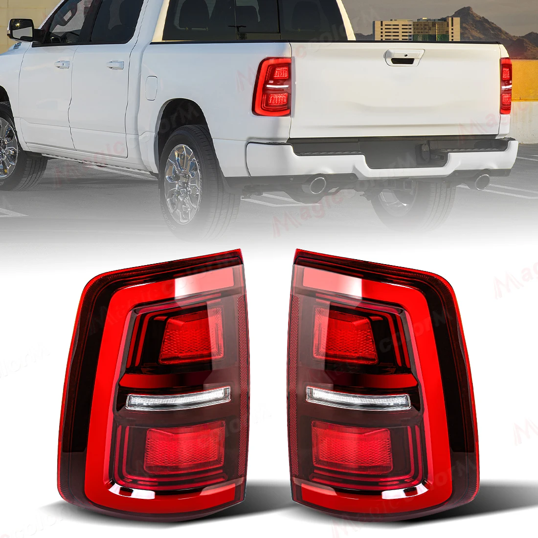 

For Dodge Ram 1500 2009-2018 2500 3500 2010-2018 Car Rear Driving Brake Reverse Turn Signal Lamps Start Up Animation Taillights
