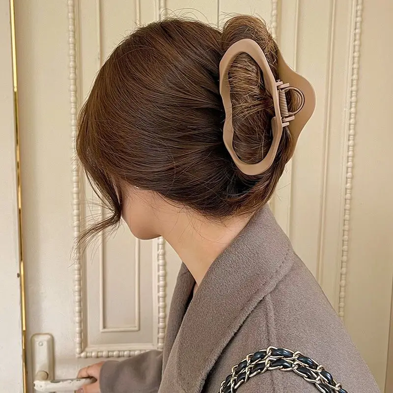 단색 기하학적 헤어 클로 포니테일 클립 모자, 여성용 패션 바레트 헤어 액세서리