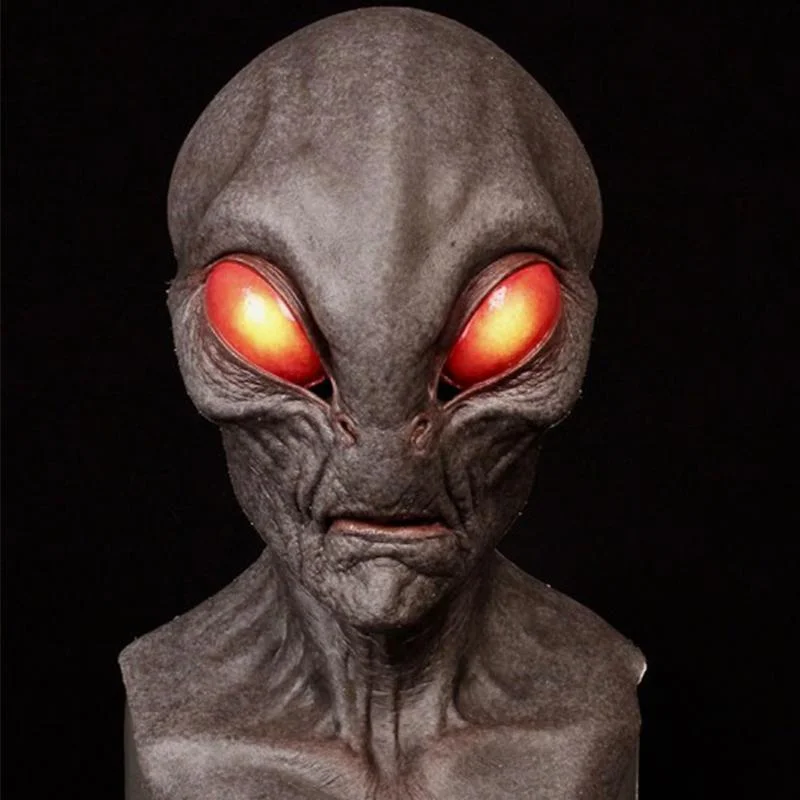 Máscara UFO-Caveira Alienígena para Cosplay, Capacete de Látex, Máscara Alienígena Assustadora, Máscara de Halloween, Festa de Vestir, Fantasia, Festa Horror