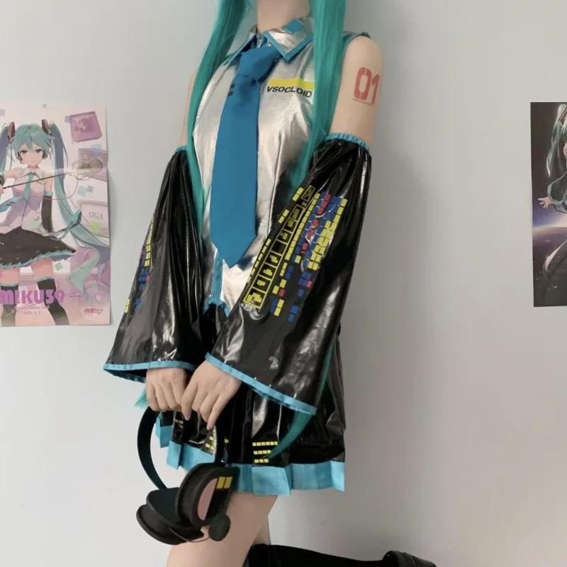 Hatsune Miku Cosplay Costume Set  Cute Anime JK Fashion Outfit High School Uniform Hallow New Year's Party Set Gifts view 4