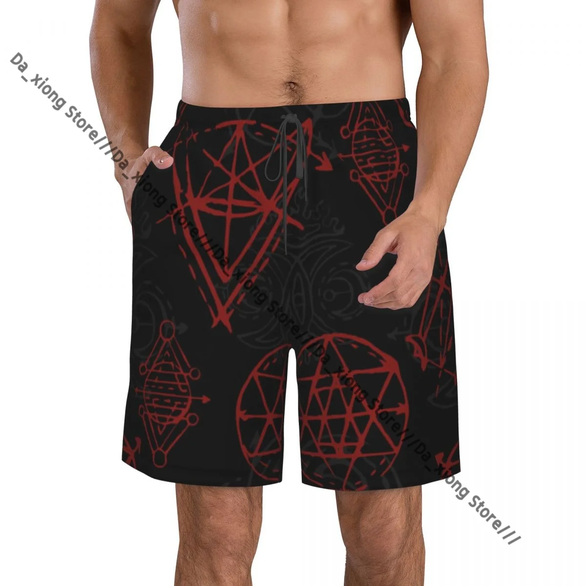 Men Beach Short Quick-drying Swimming Trunk Sacred Geometry Elements Swimwear Swimsuit Bathing Shorts