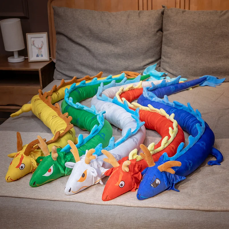 Jouets en peluche Dragon Zodiac pour enfants, poupées en peluche dinosaure, sommeil animal, oreiller long, style chinois, cadeau d\'anniversaire pour