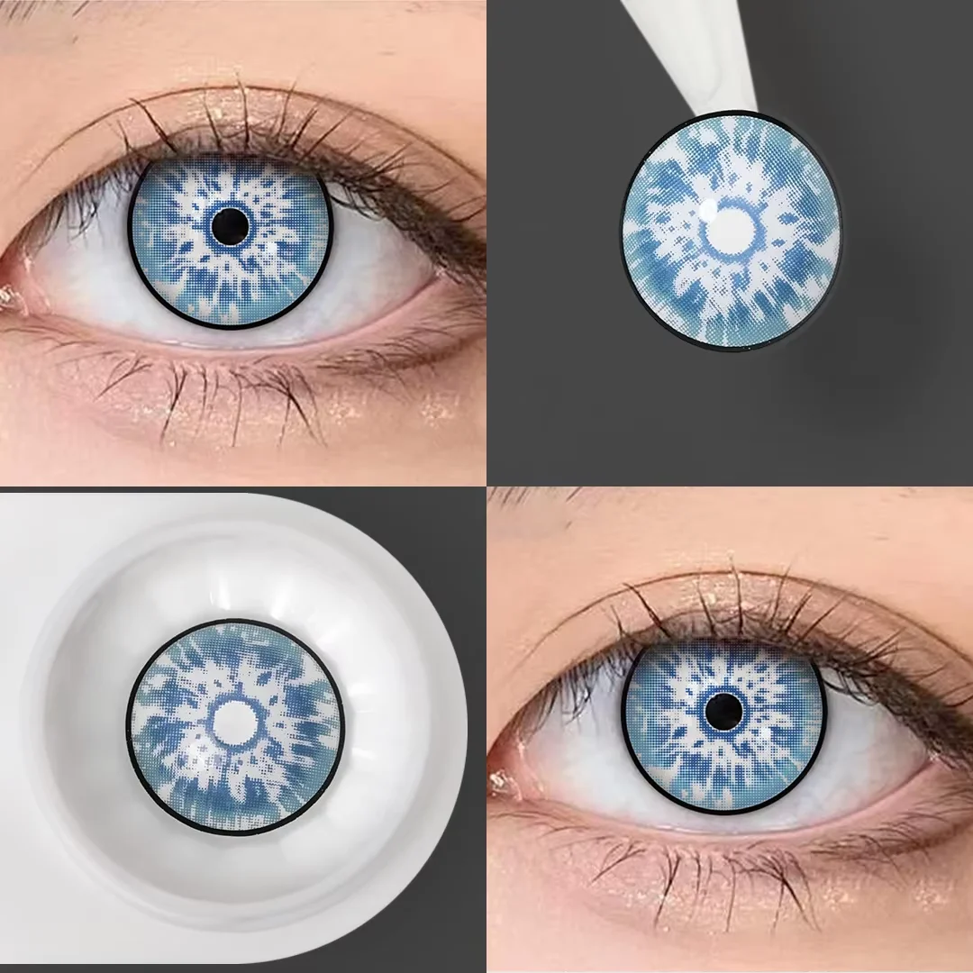 VISUASHOW Gelbe Anime-Cosplay-Farbkontaktlinsen, 1 Paar, halbjährlich verwendbare Einweg-Augenlinsen für Cosplay-Halloween-Partys – Detail 4
