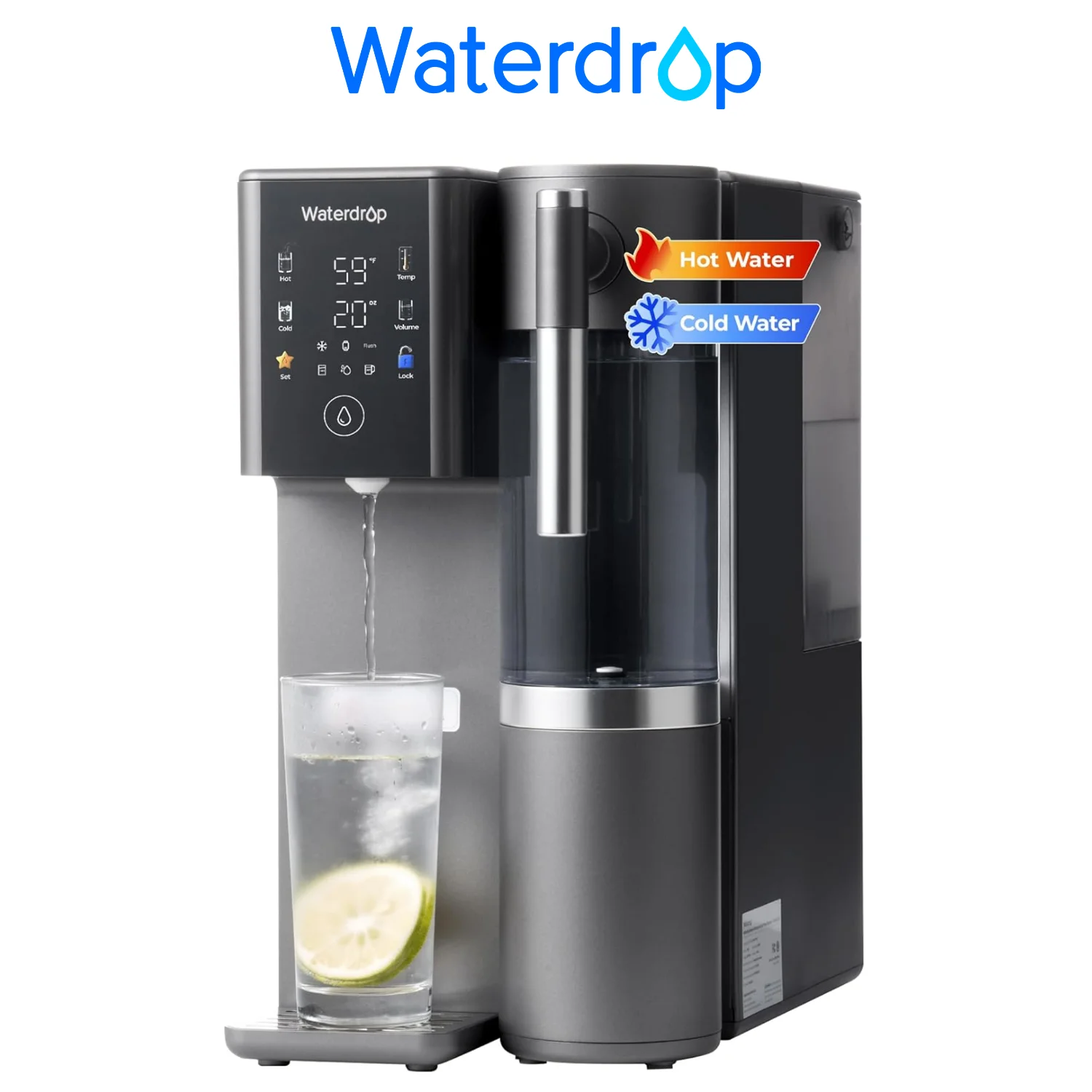 Waterdrop A2 Countertop Reverse Osmosis System, Hot and Cold RO System, Portable Pure Water Tank, Bottleless Water Cooler
