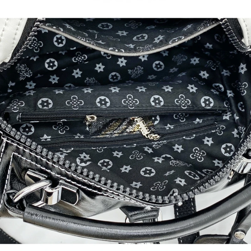 Imagem -06 - Bolsa de Couro Genuíno para Mulheres Rebite Diamond Ita Bolsa Bolsa Crossbody de Grande Capacidade Lady Shoulder Bags Tendência Feminina