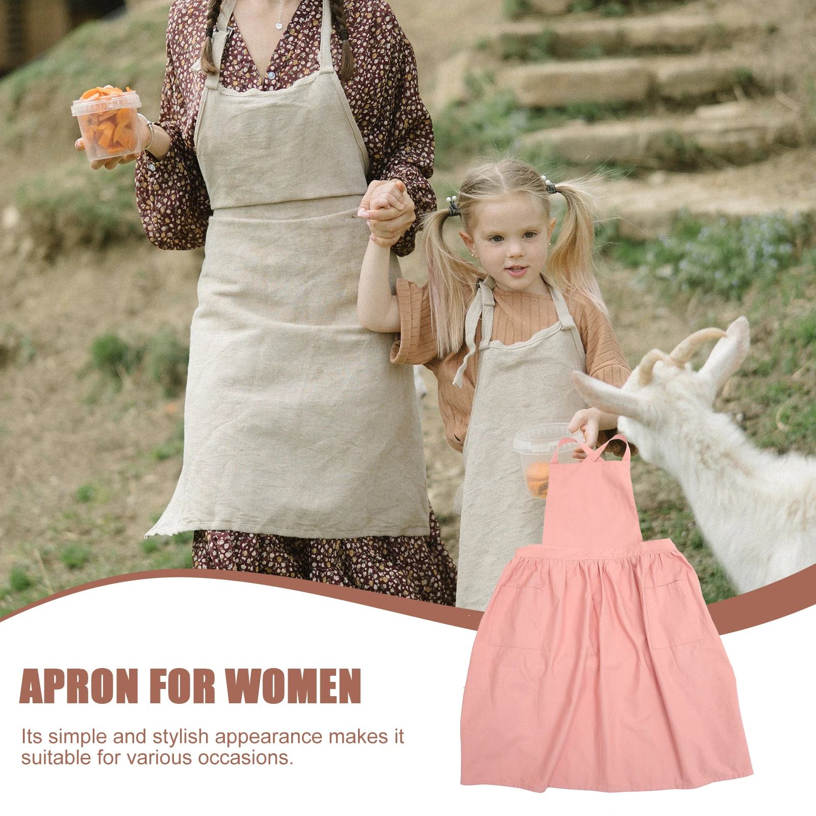 

Waterproof Cotton Apron Retro Women Cross Back Apron Cooking Protector With Pocket Multifunctional