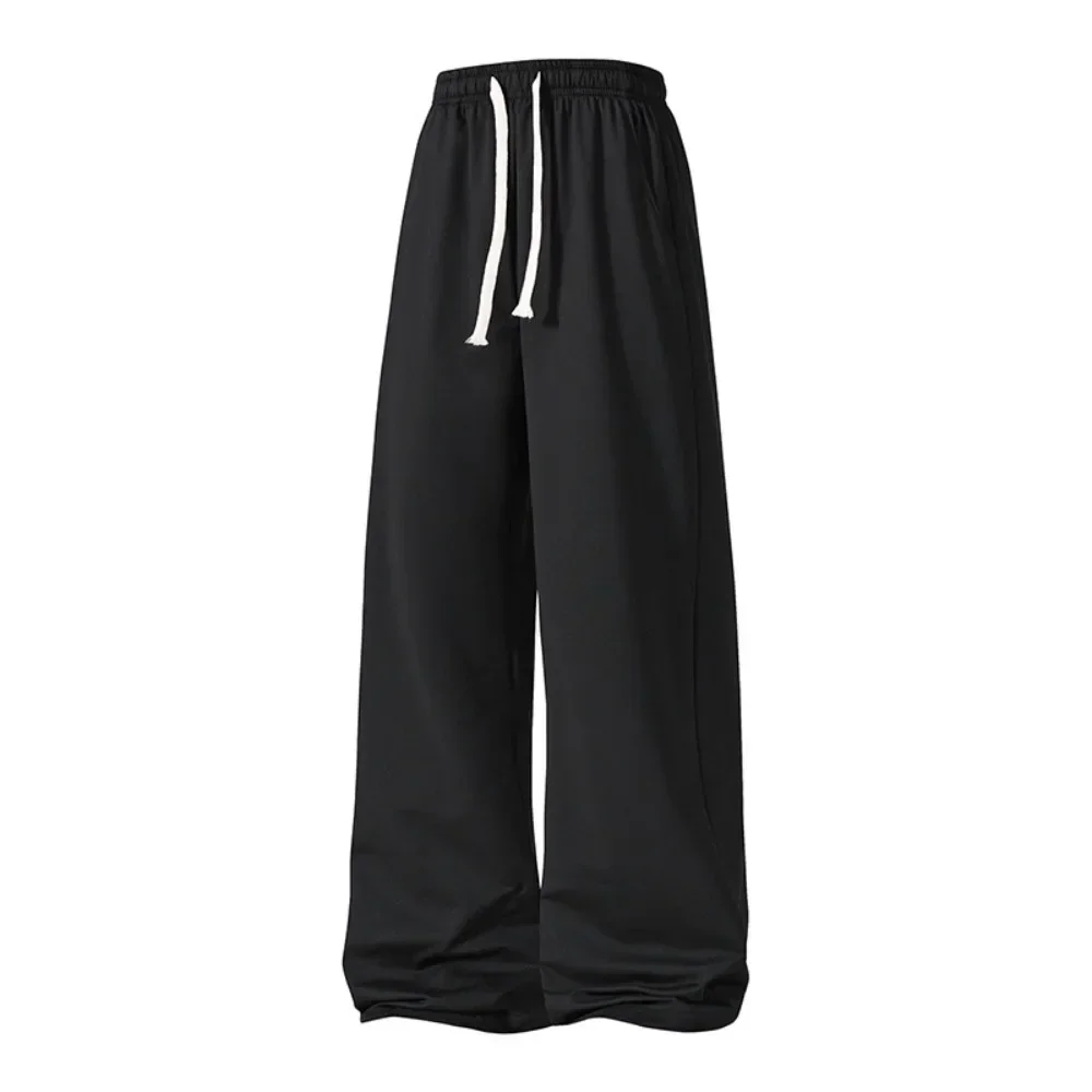 

Fanceey Men's Pant Streetwear Solid Loose New Drawstring Sports Casual Trousers High Waisted Sports Pants Women's Running