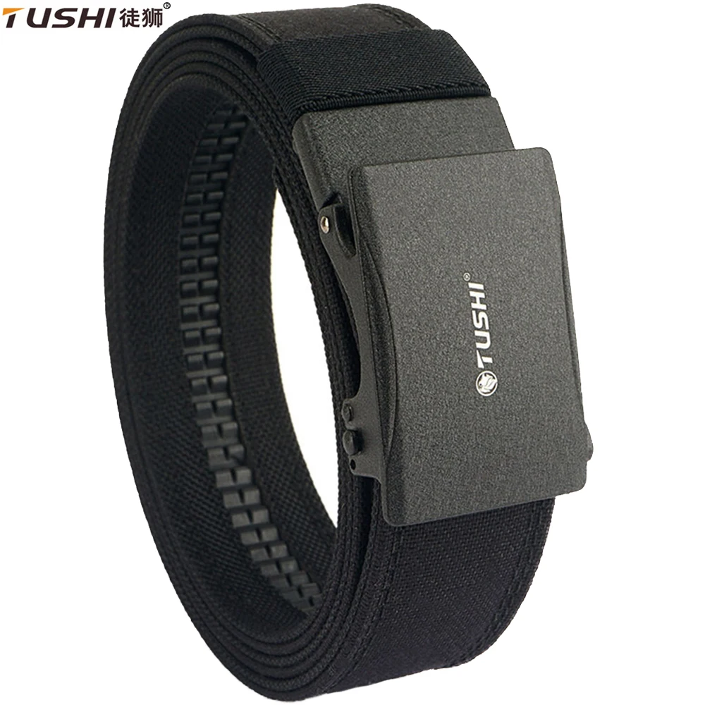 TUSHI Brand 3.8 Wide Thickened Gun Hanging Double-Layer Nylon Cloth Belt Versatile Outdoor Tactical Automatic Buckle Men's Belt