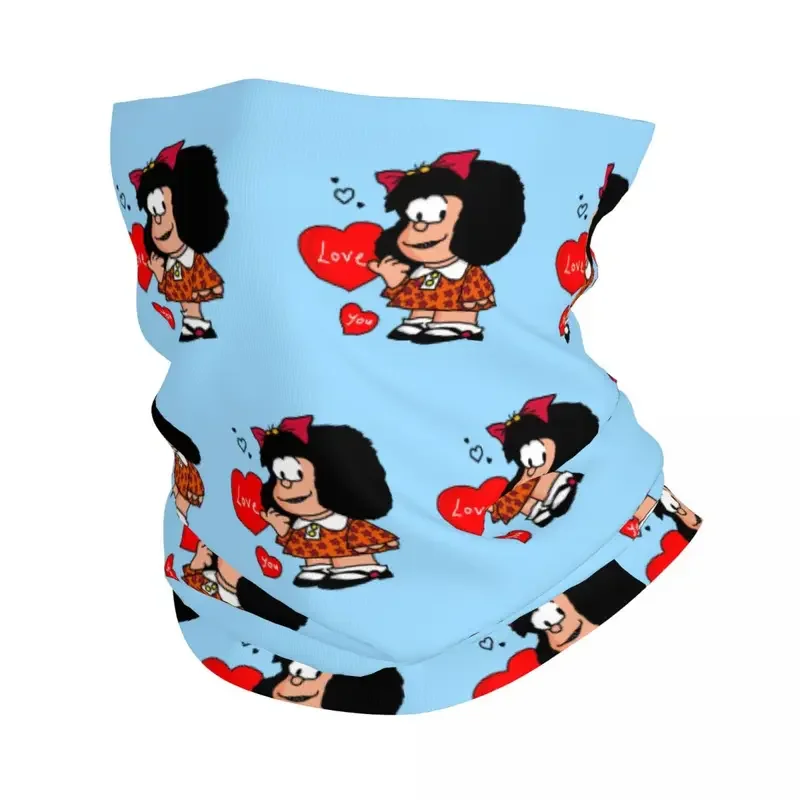 

Бандана Mafalda love you, шейный платок, ветрозащитный шарф для лица, Обложка для мужчин и женщин, мультяшный стиль, искусственная Балаклава