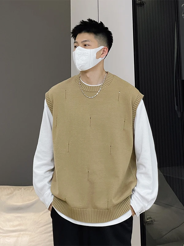 Мужской вязаный свитер, жилет, осень-зима, круглый Ne Svel Base irt, повседневный свободный крой из полиэстера, весенний сезон Faion