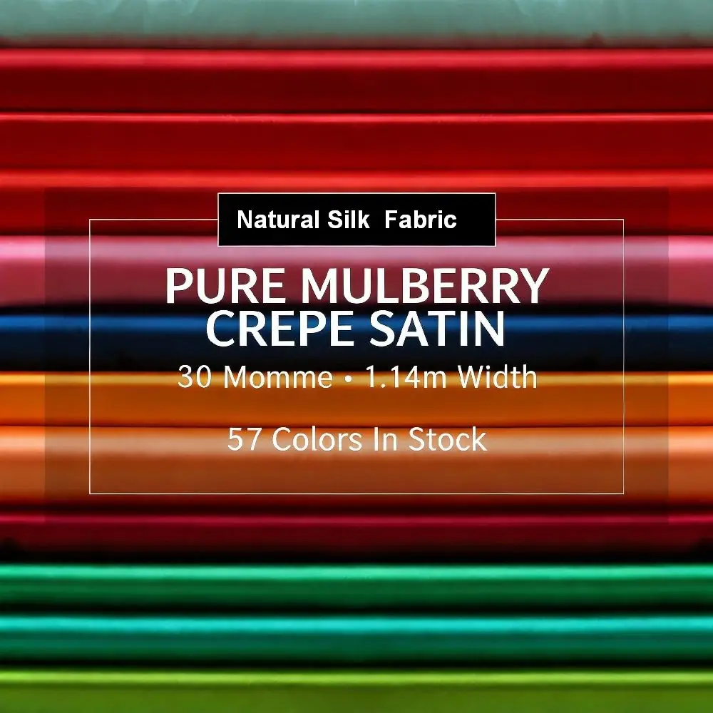 

100% шелковая ткань из тутового шелкопряда, 30 мм, плотный креп-сатин - ширина 114 см, для платьев/рубашек | Высококачественная шелковая ткань