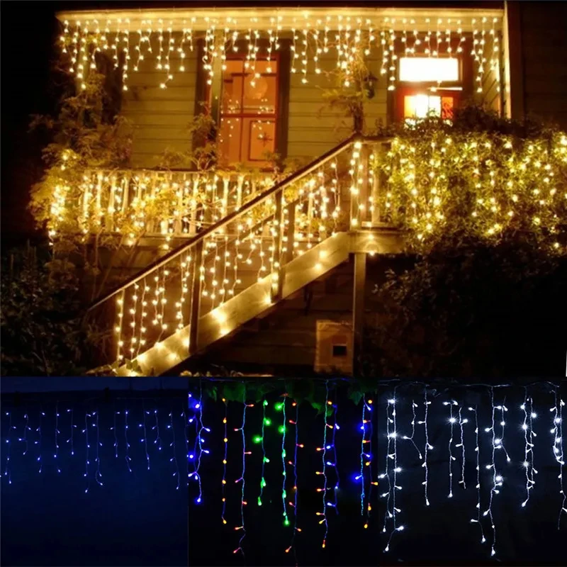 5m natal led cortina icicle string luz droop 0.4-0.6m led festa jardim palco ao ar livre à prova dwaterproof água decorativa luz de fadas