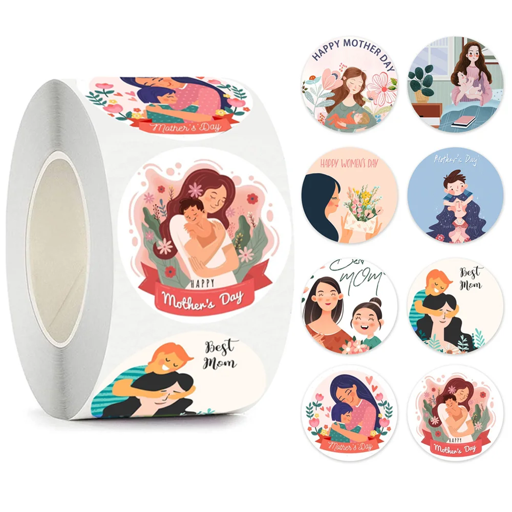 500 pçs feliz dia das mães adesivos 1 polegada presentes do feriado cartões decoração envelope selagem adesivos obrigado adesivos scrapbooking tag