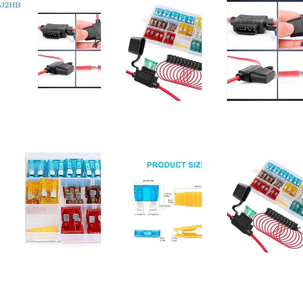 

J2HB 130pcs Car Electrical Fuses Holders With Wire for Efficient Power Transfer