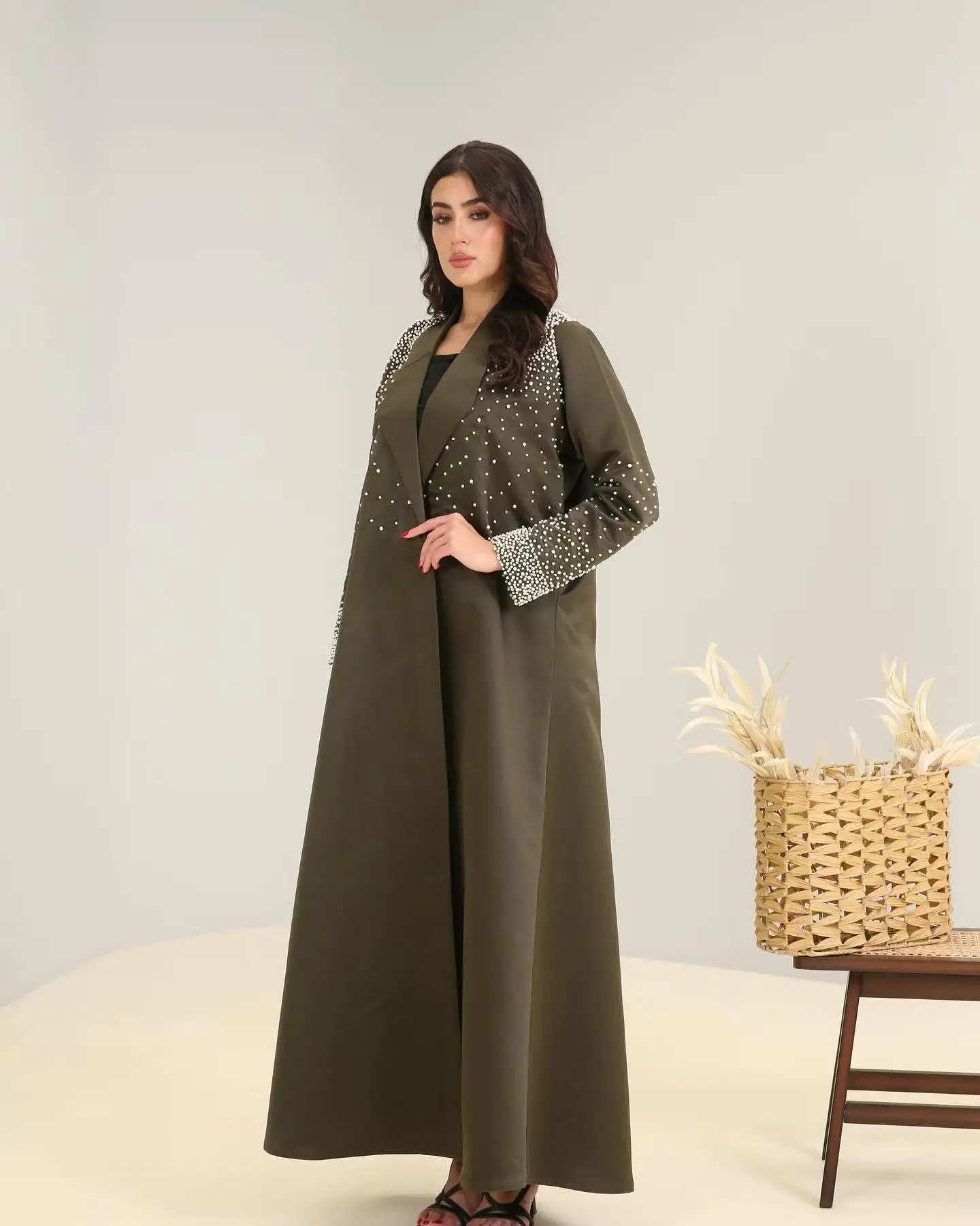 

Luxury Pearls Women Suit 1 Piece Blazer Prom Dress Long Overcoat Formal Office Jacket Customized Cotton Wedding Tuxedos Coat