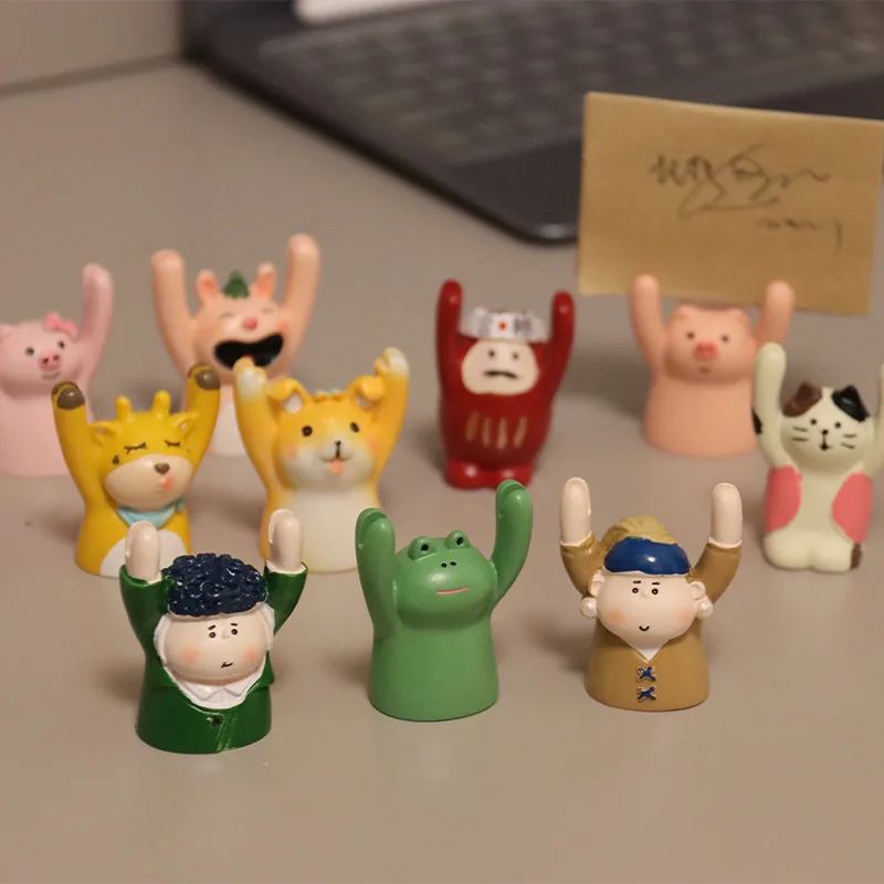 Cute Cartoon Pig Cat Panda Frog Shape Photo Stand Memo Clip Card Holder Message Note Holder Office School Home Desk Decorations